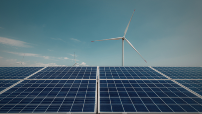 Windrad und Solarpanelen