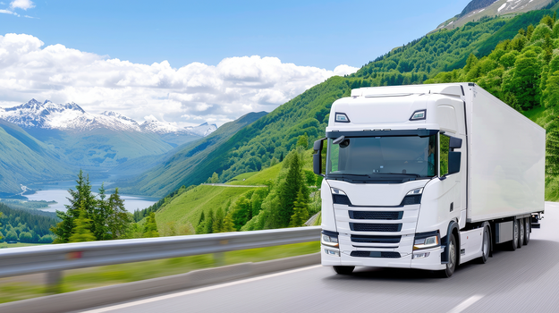Lkw vor Berglandschaft
