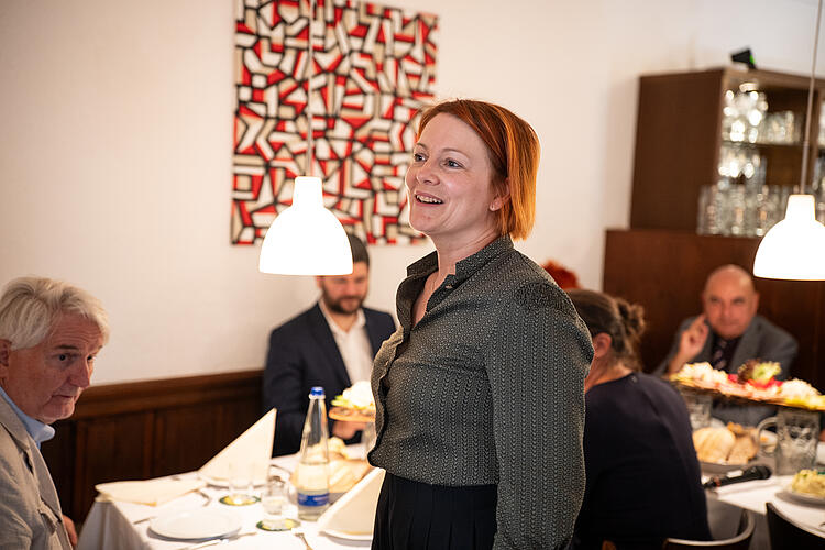 Mia Goller, MdL beim Frühschoppen, Fraktionsklausur 2025 in Passau.