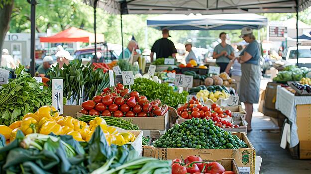 Marktstand mit Gemüse
