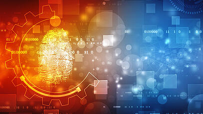 Datensysteme in blauem und roten Licht